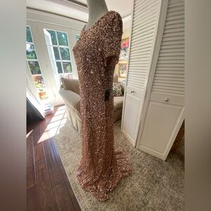 Adrianna Papell Rose Gold Sequin Dress